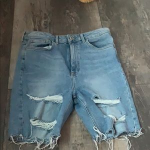 distressed jean shorts